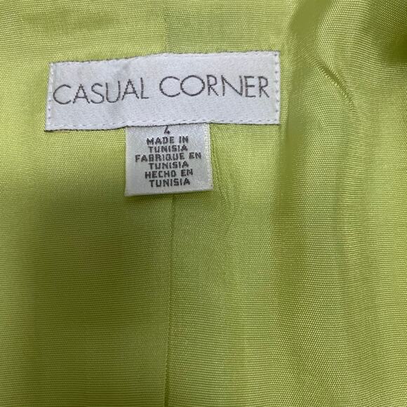 Casual Corner Vintage Linen Blazer Chartreuse Green Sz 4 - Picture 7 of 9